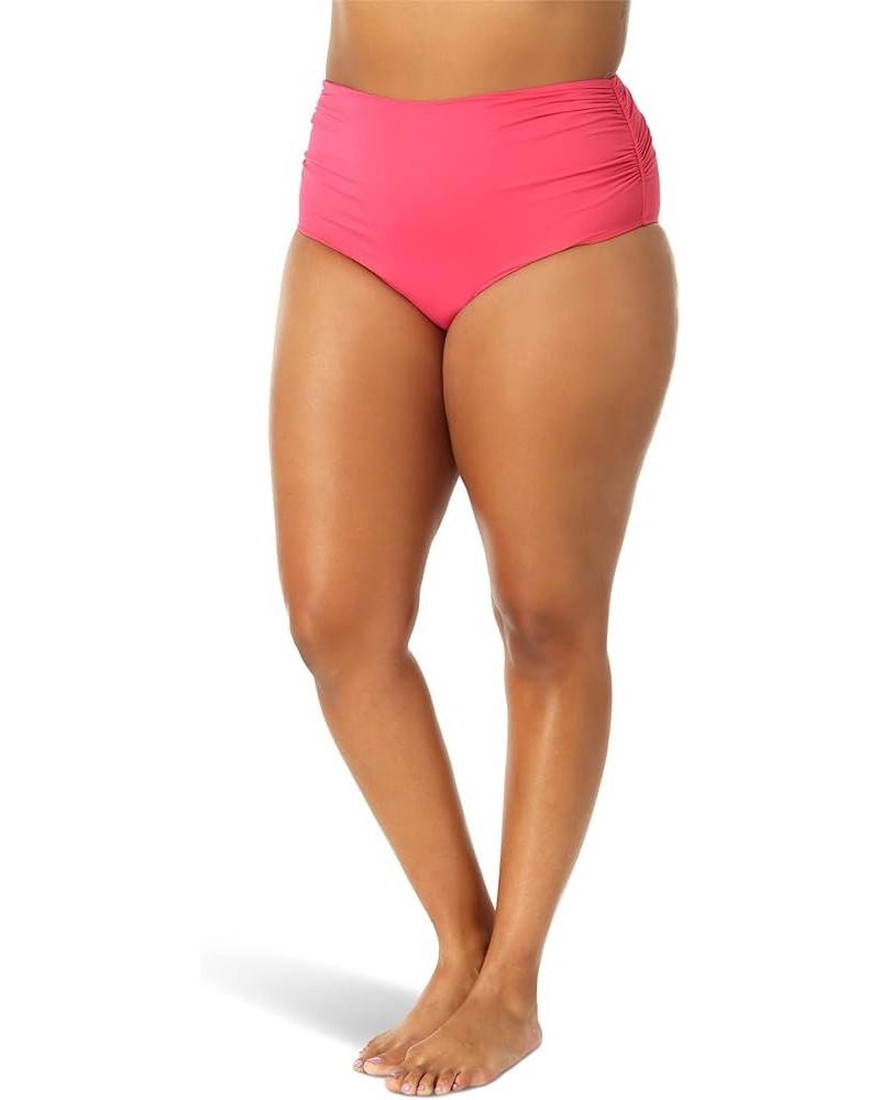 Plus Size High-Waist Shirred Bottoms Hot Pinkie $9.12 Swimsuits