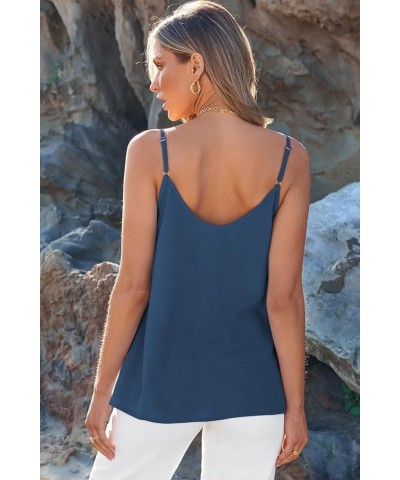 Women Button Down Tank Tops Loose Casual V Neck Strappy Summer Sleeveless Shirts Blouses XS-4X Navy $12.45 Tanks