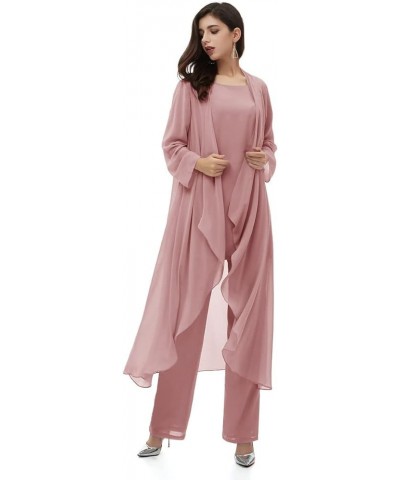 Mother-of-The-Bride-Pantsuits Chiffon Jacket Three Pieces - Formal Evening Gowns Dusty Rose $44.65 Dresses