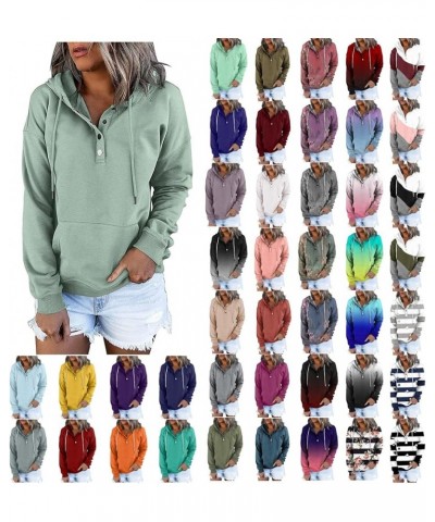 Hoodies For Women Fall Fashion Hooded Button Collar Pullover Casual Drawstring Long Sleeve Sweatshirts With Pockets 01green -...