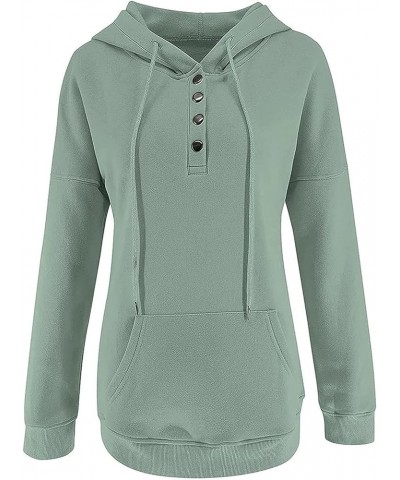 Hoodies For Women Fall Fashion Hooded Button Collar Pullover Casual Drawstring Long Sleeve Sweatshirts With Pockets 01green -...