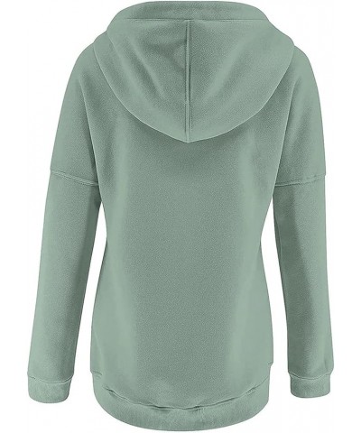 Hoodies For Women Fall Fashion Hooded Button Collar Pullover Casual Drawstring Long Sleeve Sweatshirts With Pockets 01green -...