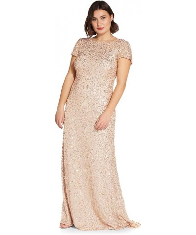 Women's Scooped Back Long Dress Champagne/Gold $111.36 Dresses