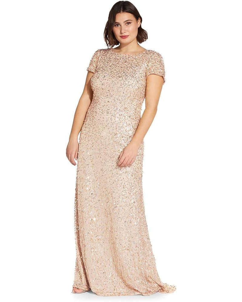 Women's Scooped Back Long Dress Champagne/Gold $111.36 Dresses