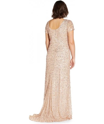 Women's Scooped Back Long Dress Champagne/Gold $111.36 Dresses