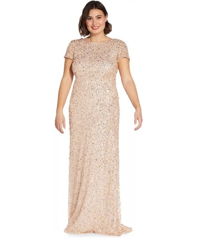 Women's Scooped Back Long Dress Champagne/Gold $111.36 Dresses