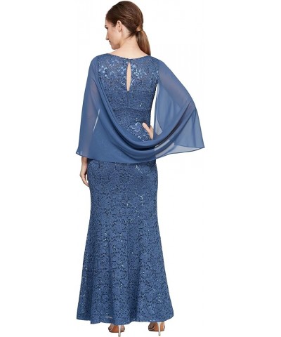 Women's Petite Long Sequin Lace Dress with Capelet Wedgewood Scoop Capelet $21.45 Dresses