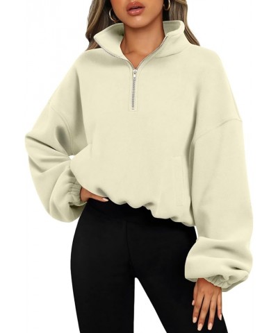 Womens Quarter Zip Pullover Oversized Long Sleeve Sweatshirt Half Zip Cropped Hoodie Teen Girls Fall Y2K Clothes Apricot $20....