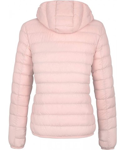 Women's Hooded Packable Ultra Light Weight Short Down Jacket Pink $33.36 Jackets