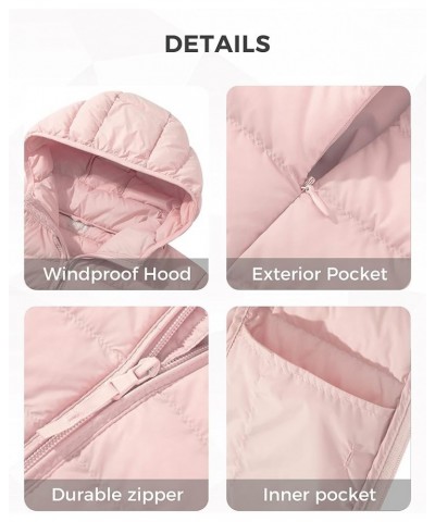 Women's Hooded Packable Ultra Light Weight Short Down Jacket Pink $33.36 Jackets