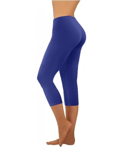 Womens Yoga Pants Capri Leggings Low Rise Skinny Workout Leggings Breathable Stretchy Capris Athletic Cropped Pants Blue $4.7...