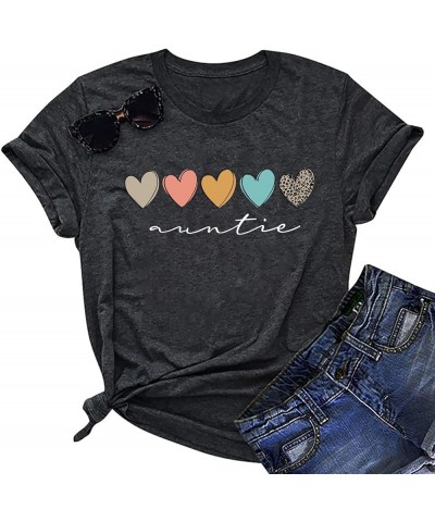 Auntie T Shirt Women Cute Love Heart Print Bless Aunt Tops Tees Casual Short Sleeve Vacation Shirts Tops Darkgrey1 $10.34 T-S...