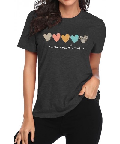 Auntie T Shirt Women Cute Love Heart Print Bless Aunt Tops Tees Casual Short Sleeve Vacation Shirts Tops Darkgrey1 $10.34 T-S...