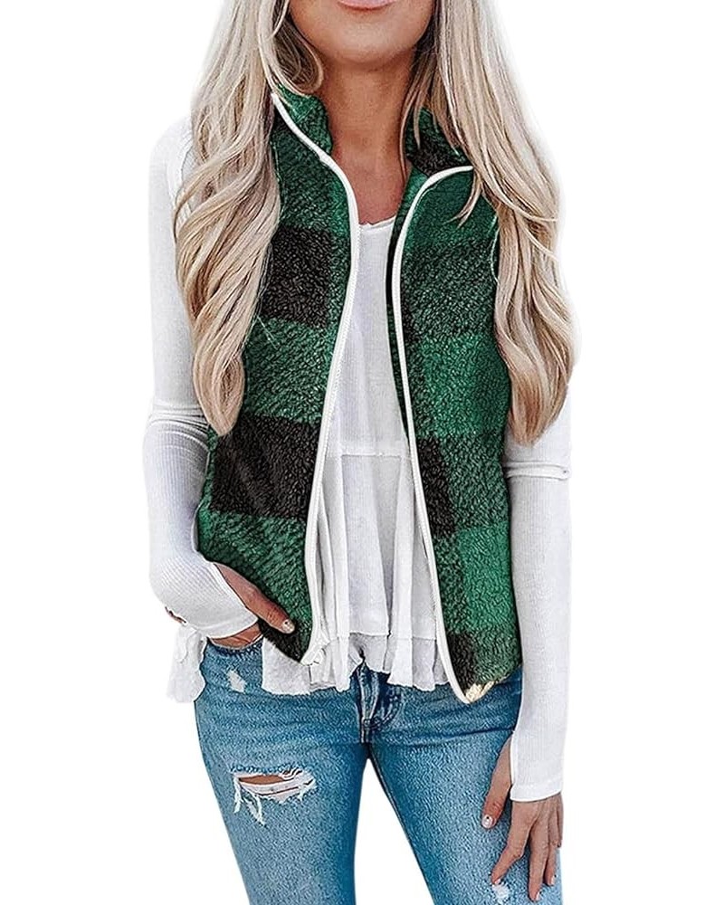 Fleece Vests For Women,2023 Winter Trendy Lapel Zip Up Sleeveless Fuzzy Sherpa Jacket,Casual Soft Lightweight Waistcoat F-dar...