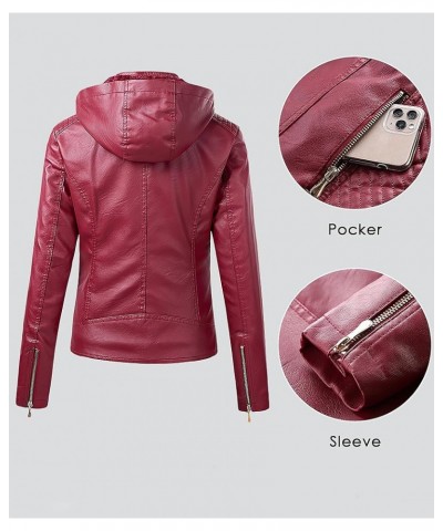 Women's Faux Leather Jacket Casual Warm Winter Coat Removable Hood White $31.96 Coats