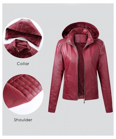 Women's Faux Leather Jacket Casual Warm Winter Coat Removable Hood White $31.96 Coats