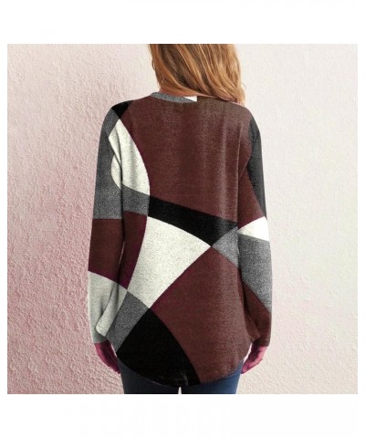 Womens Fashion Womens Tops Womens Long Shirts 2023 Casual Geometric Printed Tops Lightweight Sexy Clothes 03-coffee $10.55 Tops