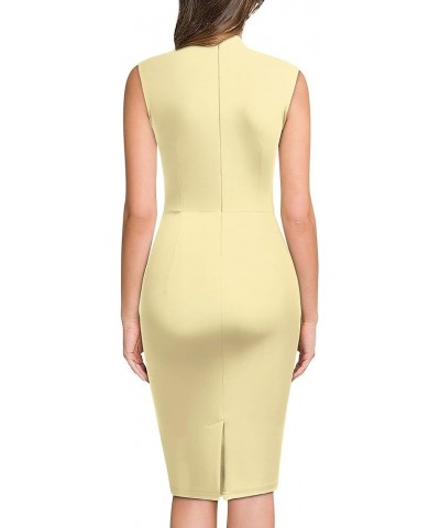 Women's Retro 1950s Style Half Collar Ruffle Cocktail Pencil Dress Light Yellow $19.68 Dresses