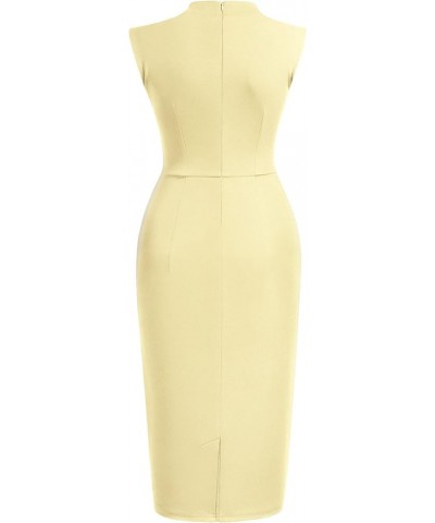 Women's Retro 1950s Style Half Collar Ruffle Cocktail Pencil Dress Light Yellow $19.68 Dresses