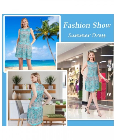 Summer Dresses for Women 2023 Beach Floral Tshirt Sundress Sleeveless Pockets Casual Loose Tank Dress Green $6.08 Dresses