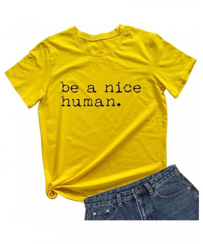 Womens Cute Funny T-Shirts Graphic Tees Short Sleeve Tops Yellow $9.50 T-Shirts