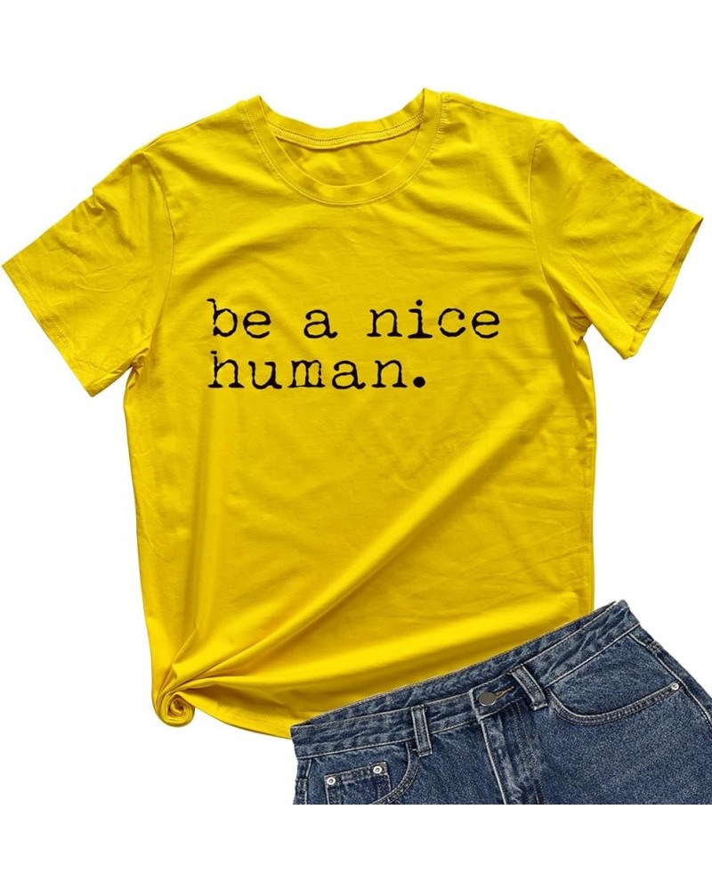 Womens Cute Funny T-Shirts Graphic Tees Short Sleeve Tops Yellow $9.50 T-Shirts