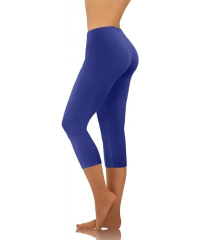 Womens Yoga Pants Capri Leggings Low Rise Skinny Workout Leggings Breathable Stretchy Capris Athletic Cropped Pants Blue $4.7...