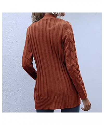 Womens Long Sleeve Cable Knit Long Cardigan Fall Winter Chunky Open Front Button Sweaters Outerwear with Pockets 01red $7.50 ...