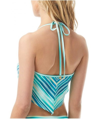 Mediterranean Sea Stripe Scarf Bikini Top Azure LG $9.70 Swimsuits