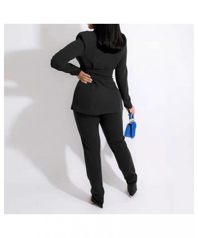 Women's Pant Suits Women's 2PC Casual Light Weight Thin Jacket Slim Coat Long Sleeve Blazer Office Business Zz3-black $18.80 ...