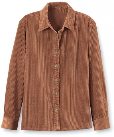 Corduroy Big Shirt for Women | Button Down Shacket | Casual Top | Long Sleeve Blouse Rust $31.32 Blouses