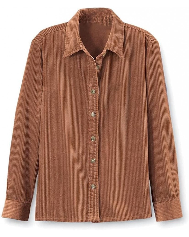 Corduroy Big Shirt for Women | Button Down Shacket | Casual Top | Long Sleeve Blouse Rust $31.32 Blouses