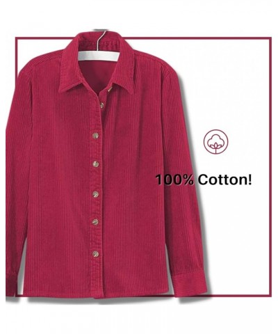 Corduroy Big Shirt for Women | Button Down Shacket | Casual Top | Long Sleeve Blouse Rust $31.32 Blouses