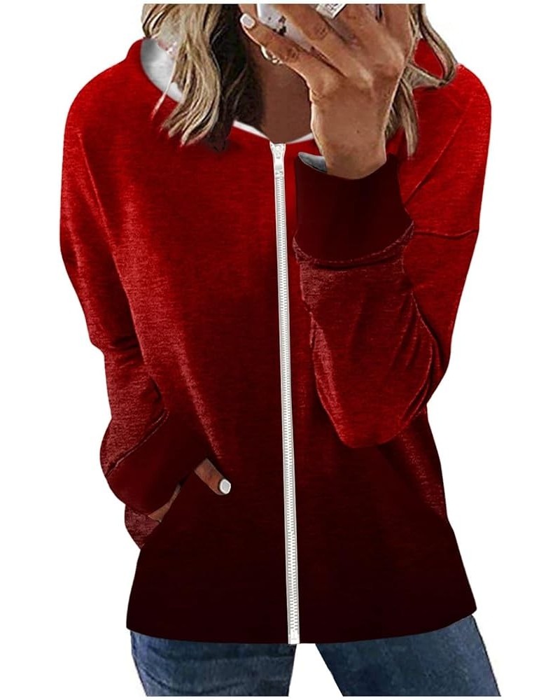 Womens Hoodies Zip Up Long Sleeve Jackets Drawstring Oversized Y2k Clothes Lightweight Sweatshirts with Pockets 2-red $10.78 ...