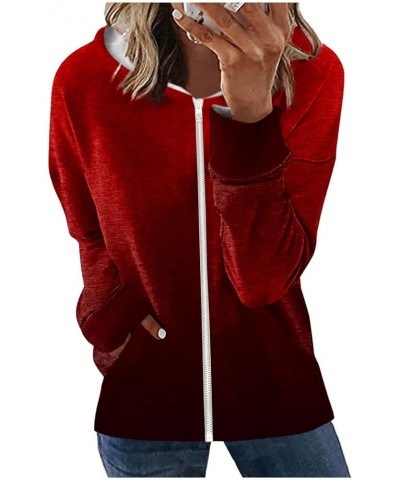 Womens Hoodies Zip Up Long Sleeve Jackets Drawstring Oversized Y2k Clothes Lightweight Sweatshirts with Pockets 2-red $10.78 ...