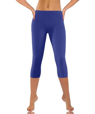 Womens Yoga Pants Capri Leggings Low Rise Skinny Workout Leggings Breathable Stretchy Capris Athletic Cropped Pants Blue $4.7...