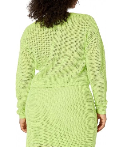 Women's Asher Long Sleeve Cropped Crochet Top Lime $11.88 Sweaters