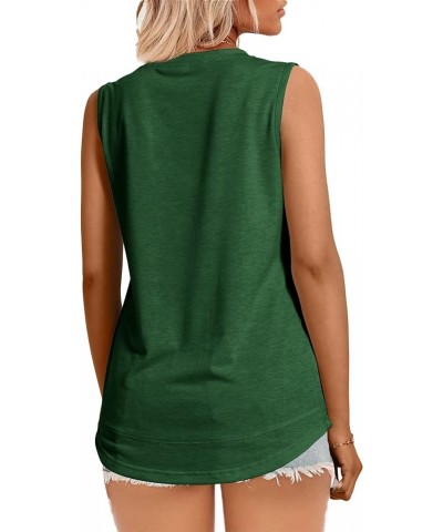 Womens Tank Tops Summer Sleeveless V Neck T Shirts Casual Tunic Tops for Leggings Loose Fit Green $10.39 Tanks