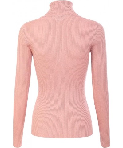 Women's Solid Long Sleeve Turtleneck Slim Fit Ultra Stretch Comfort Sweater Mauve $10.27 Sweaters