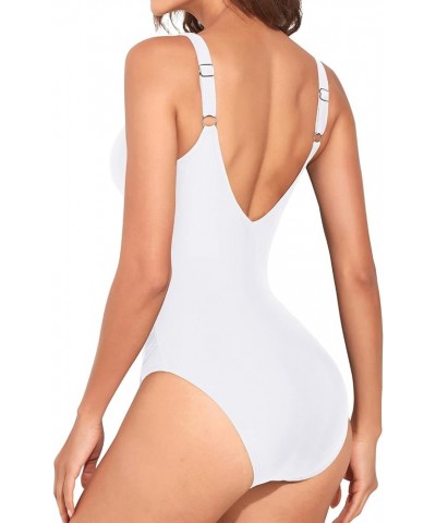 Women One Piece Bathing Suit Tummy Control Swimsuit Slimming Push Up Swimwear White $18.89 Swimsuits