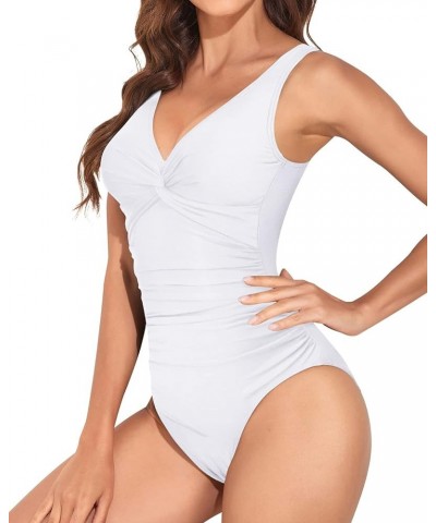 Women One Piece Bathing Suit Tummy Control Swimsuit Slimming Push Up Swimwear White $18.89 Swimsuits