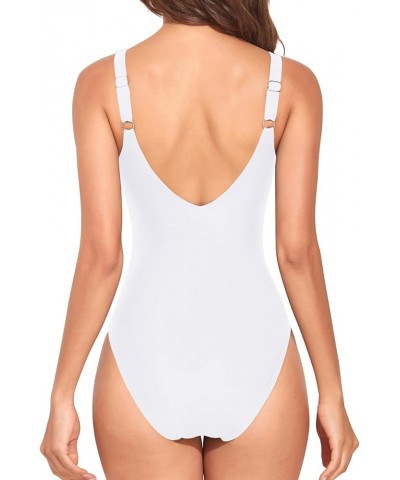 Women One Piece Bathing Suit Tummy Control Swimsuit Slimming Push Up Swimwear White $18.89 Swimsuits