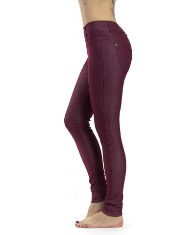 Women's Jean Look Jeggings Tights Slimming Many Colors Spandex Leggings Pants Capri S-XXXL Burgundy $21.08 Leggings