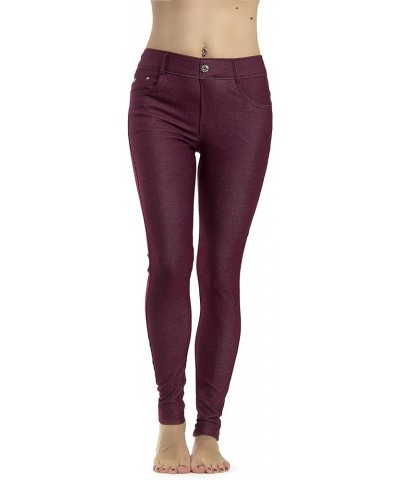 Women's Jean Look Jeggings Tights Slimming Many Colors Spandex Leggings Pants Capri S-XXXL Burgundy $21.08 Leggings