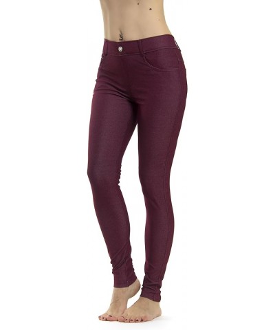 Women's Jean Look Jeggings Tights Slimming Many Colors Spandex Leggings Pants Capri S-XXXL Burgundy $21.08 Leggings