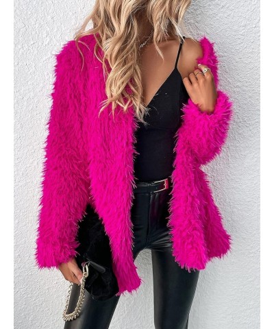 Shacket Jacket Women- Open Front Fuzzy Coat Jackets for Women (Color : Hot Pink, Size : Medium) Small Hot Pink $32.86 Jackets