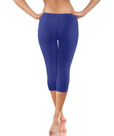 Womens Yoga Pants Capri Leggings Low Rise Skinny Workout Leggings Breathable Stretchy Capris Athletic Cropped Pants Blue $4.7...