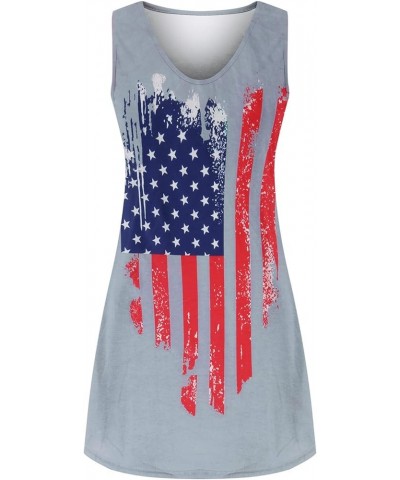 American Flag Mini Dress for Women Summer Sexy V Neck Sleeveless Tank Dress 4th of July Patriotic Beach Short Dress 1-gray $6...