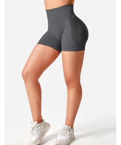 Seamless High Waisted Shorts for Women Smile Contour Biker Shorts Gym Yoga Workout 0 Solid Dark Grey With Contour $9.60 Activ...