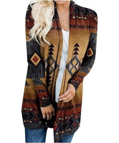 Cardigan Sweaters for Women Dressy Fall Open Front Long Sleeve Sweater Coat Printed Casual Jacket Loose Outwear Tops 1-coffee...